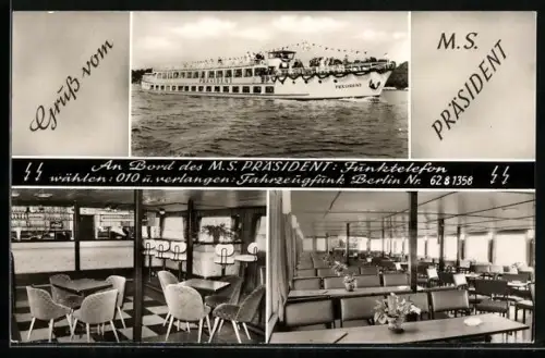 AK Berlin, Passagier-Binnenschiff Präsident in Flaggengala