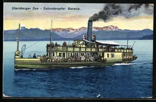 AK Salondampfer Bavaria in Fahrt auf dem Starnberger See