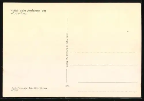 AK Kutter beim Ausfahren des Warpankers, Kriegsmarine