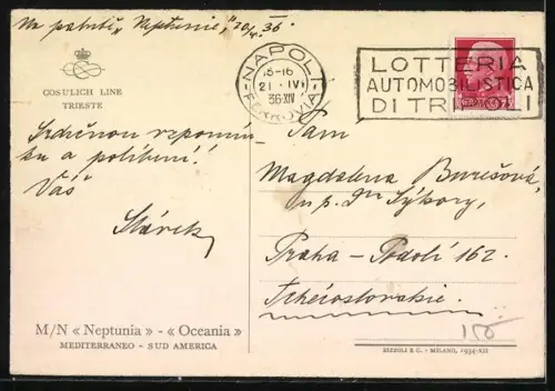 AK Passagierschiff Neptunia der Cosulich Line aus Triest