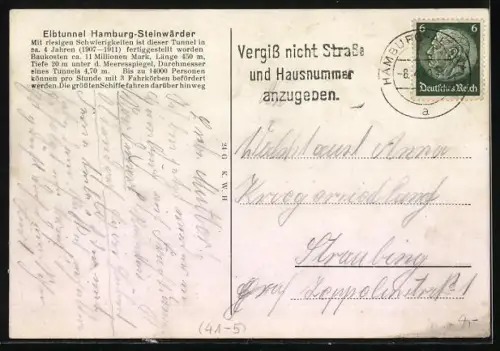 AK Hamburg-Steinwärder, Elbtunnel, Passagierdampfer Cap Finisterre über dem Elbtunnel