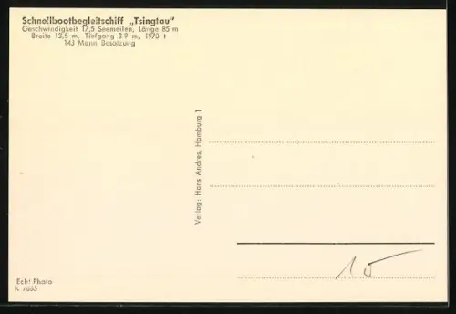 AK Schnellboot-Begleitschiff der Kriegsmarine Tsingtau in Fahrt