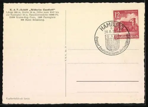 AK KDF-Passagierschiff Wilhelm Gustloff in leicht bewegter See
