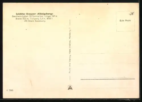 AK Leichter Kreuzer Königsberg der Kriegsmarine
