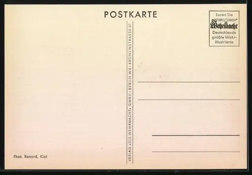 AK Zerstörer Z-1 Leberecht Maass der Kriegsmarine auf See