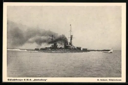 AK Schlachtkreuzer Hindenburg in voller Fahrt, Kriegsschiff