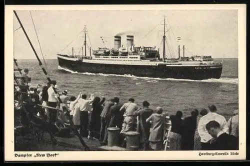 AK Passagierschiff New York von einem anderen Passagierschiff aus aufgenommen