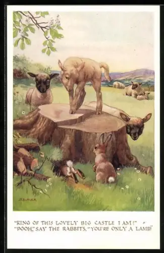 AK Lamm und Hase im Dialog