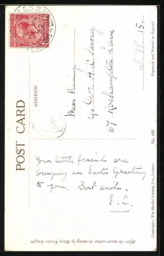 Künstler-AK Young Robins, Vogeljunge auf einem Ast