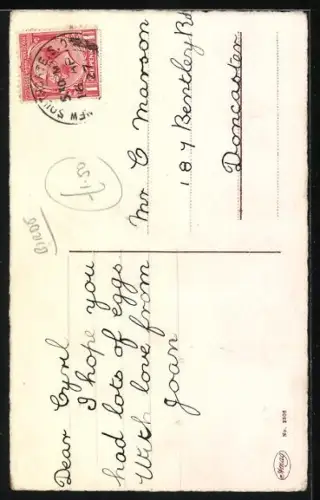 AK Osterküken tummeln sich zwischen Hähnen und Hennen auf dem Hof, Vroolijk Paaschfeest!