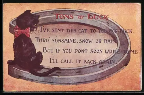 AK Tons of Luck, Schwarze Katze und Hufeisen