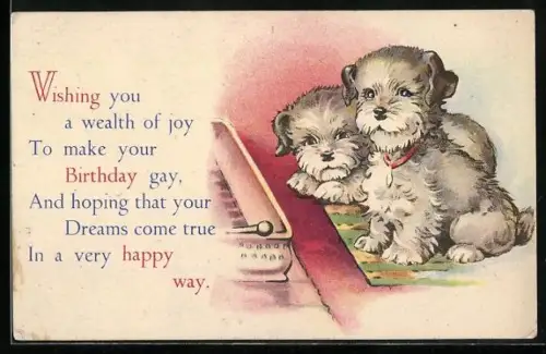 AK Zwei Terrierwelpen, Portrait