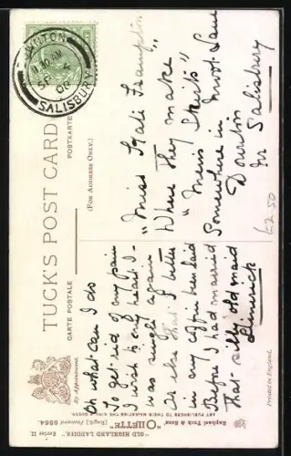 Künstler-AK Hamish: Älteres Schottisches Paar an einer Gartenmauer