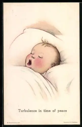 Künstler-AK Charles Henry Twelvetrees: Tief schlafendes Baby im Bett