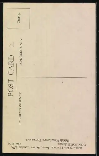 Künstler-AK Donald McGill: Junge küsst ein Mädchen auf einem Feldweg