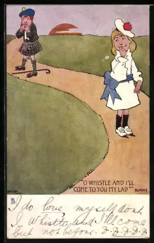 Künstler-AK Hamish: Junge pfeift nach seiner Freundin
