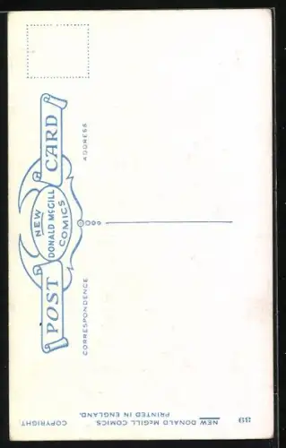 Künstler-AK Donald McGill: Mann schaut auf den Hintern einer Frau