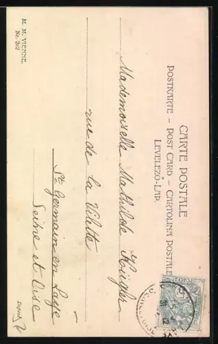 Künstler-AK Wichera: Mädchen in einem Pelz hält einen Mistelzweig