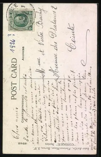 Künstler-AK Donald McGill: Zwei Kinder feiern Neujahr, Stechpalme und Mistelzweig