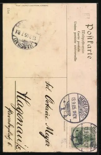 Künstler-AK K. Mutter: Heidelberg, Schlosstor mit Leuten