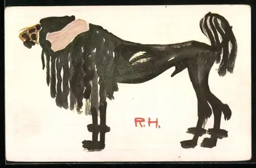 Künstler-AK sign. R. Hille: der adlige Pudel