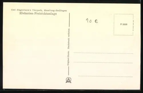 AK Hamburg-Stellingen, Carl Hagenbeck`s Tierpark, Elefenten-Freisichtanlage