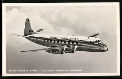 AK Viscount Discovery Class Aeroplane, British European Airways, Flugzeug über den Wolken
