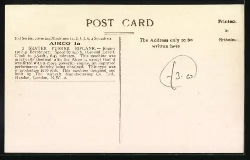 AK The de Havilland or Air-Co 1 A