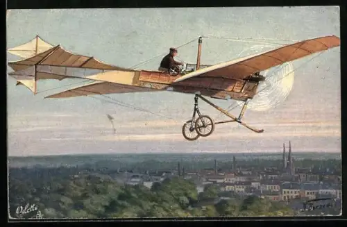 Künstler-AK Aeroplan Antoinette, erbaut von Levavasseur