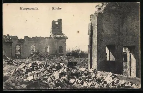 AK Morgemoulin, Église en ruines
