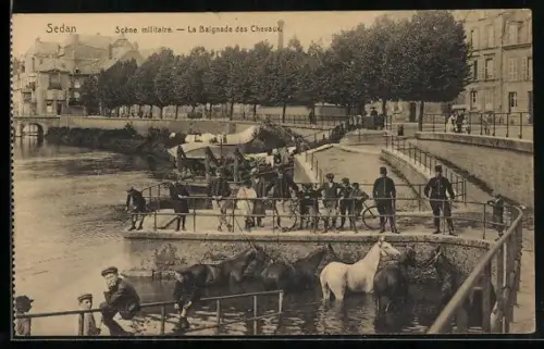 AK Sedan, Scène militaire - La Baignade des Chevaux
