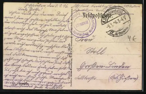 AK St. Souplet, deutsche Soldaten mit Pferdegespann auf einer Strasse, Kirche im Hintergrund