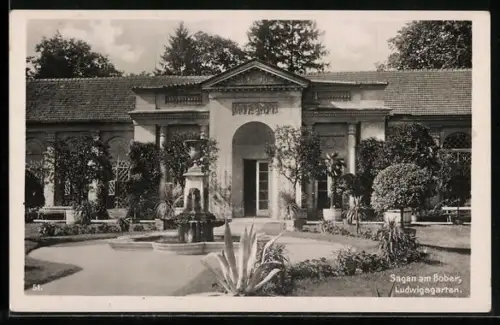 AK Sagan am Bober, Partie im Ludwigsgarten