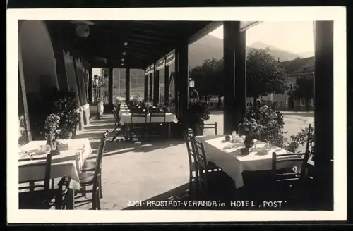 AK Radstadt, Hotel Post, Veranda