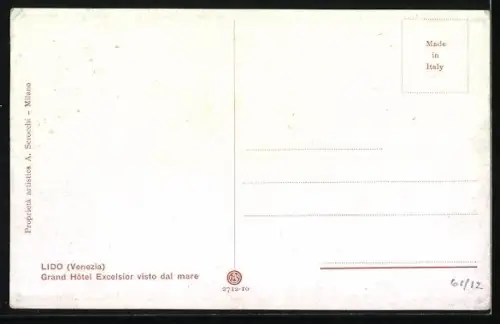 Künstler-AK Lido di Venezia, Grand Hotel Excelsior visto dal mare, Strandpartie