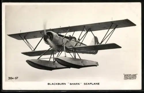 AK Wasserflugzeug Blackburn Shark am Himmel