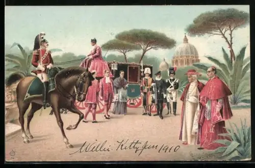 AK Papst Pius IX in den Gärten des Vatikans