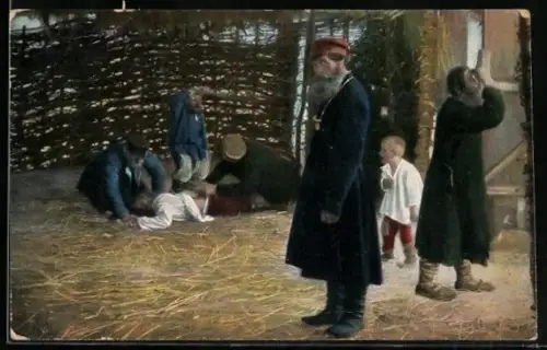 AK Orlow, russische Einwohner im Stall