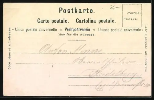 AK Wilhelm Tell, Tells Sprung, Tell tritt ein Boot von der Küste weg