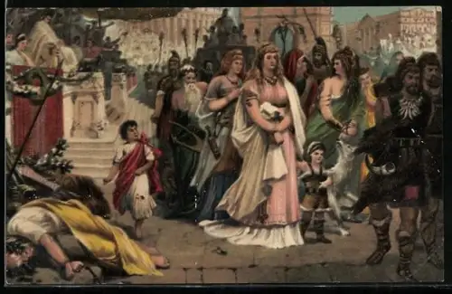 AK Thusnelda im Triumphzug des Germanicus 17 n. Chr., Militär