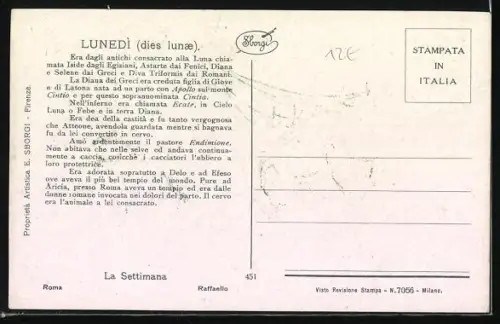 Künstler-AK Göttin Diana wird von jungen Frauen durch das Wolkenreich gezogen