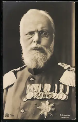 AK König Ludwig III. von Bayern in Uniform mit Orden