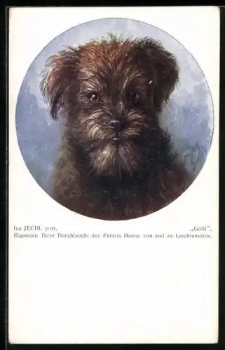 Künstler-AK Isa Jechl: Hund der Fürstin Hanna von Liechtenstein