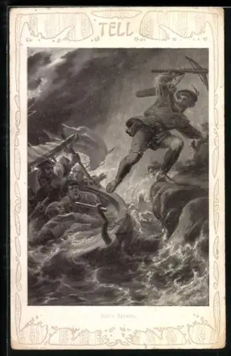 AK Wilhelm Tell`s Sprung ans rettende Ufer