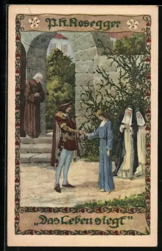 Künstler-AK Ernst Kutzer: Ein Paar gibt sich die Hand, um geben von Nonnen und einem Mönch, Das Leben siegt