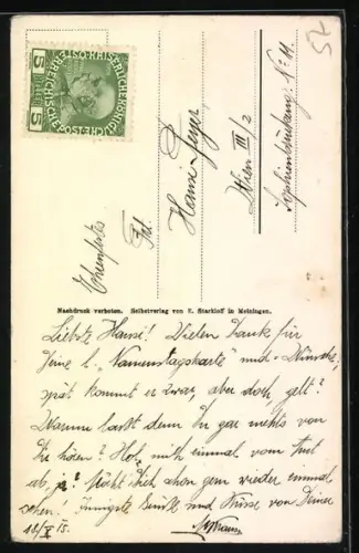 Künstler-AK H. Starkloff: Eine junge Frau bekommt vom Postboten heimlich einen Brief überreicht