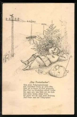 AK Karikatur Der Posturlauber