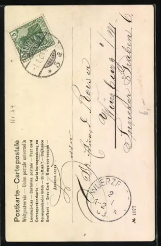 Künstler-AK Charles Scolik: Frau im Wintermantel, umgeben von einem kleebedeckten Hufeisen und einem Fledermauskind