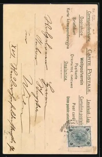 Künstler-Lithographie R. Kratky: Weihnachtsengel bei schlafendem Kind