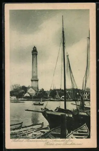 AK Swinemünde / Osternothafen, Blick zum Leuchtturm